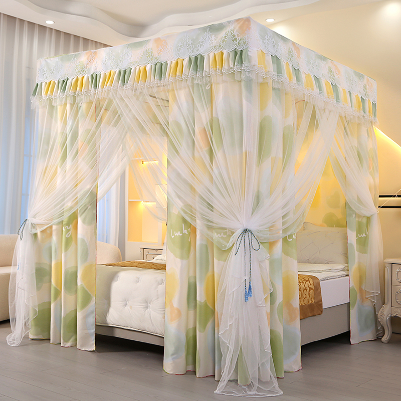 新款家用卧室三开门1.8米2.2米双人床1.5米加厚加密1.2米遮光蚊帐