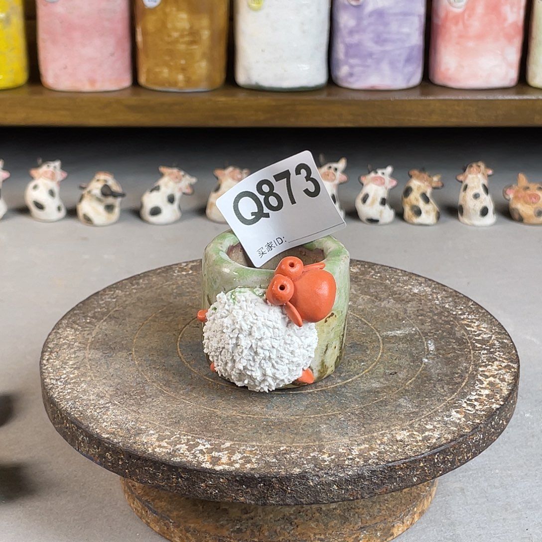 小白孤品 立体小羊圆 内口3.5左右 百搭