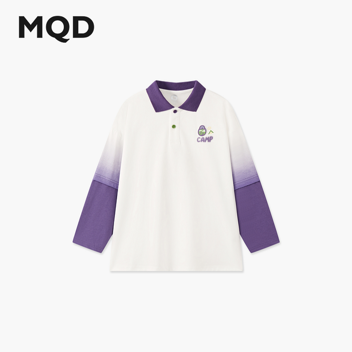 MQD童装25春季新品学院风晕染拼色休闲百搭翻领POLO衫9651W0403