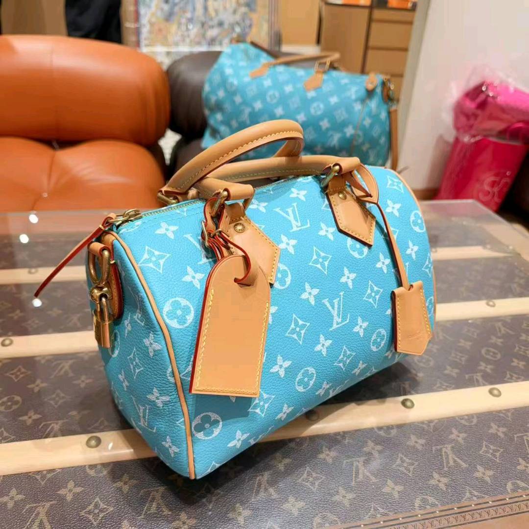 未使用 LouisVuitton/路易威登 speedy P9 25手袋 绿松石色 芯片