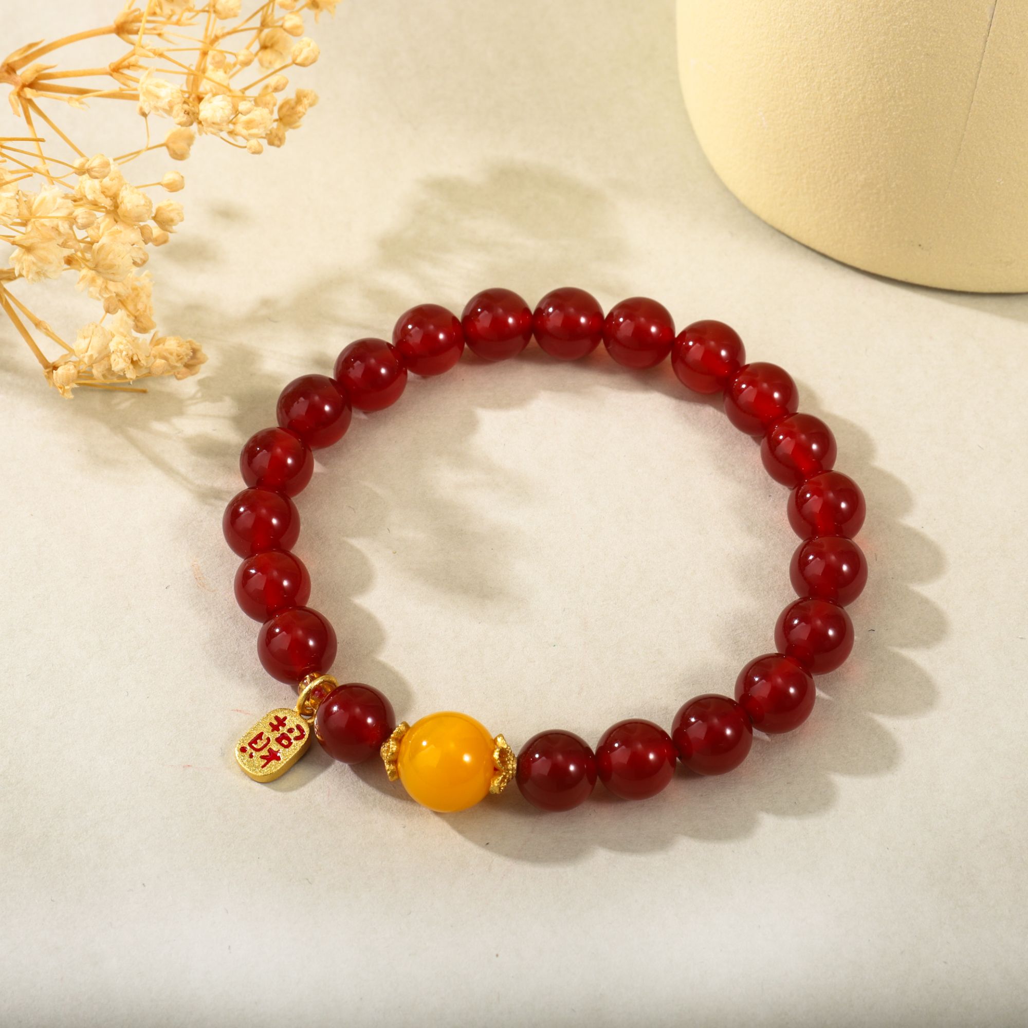 K09特级红玛瑙8A手串单圈（无盒简装）