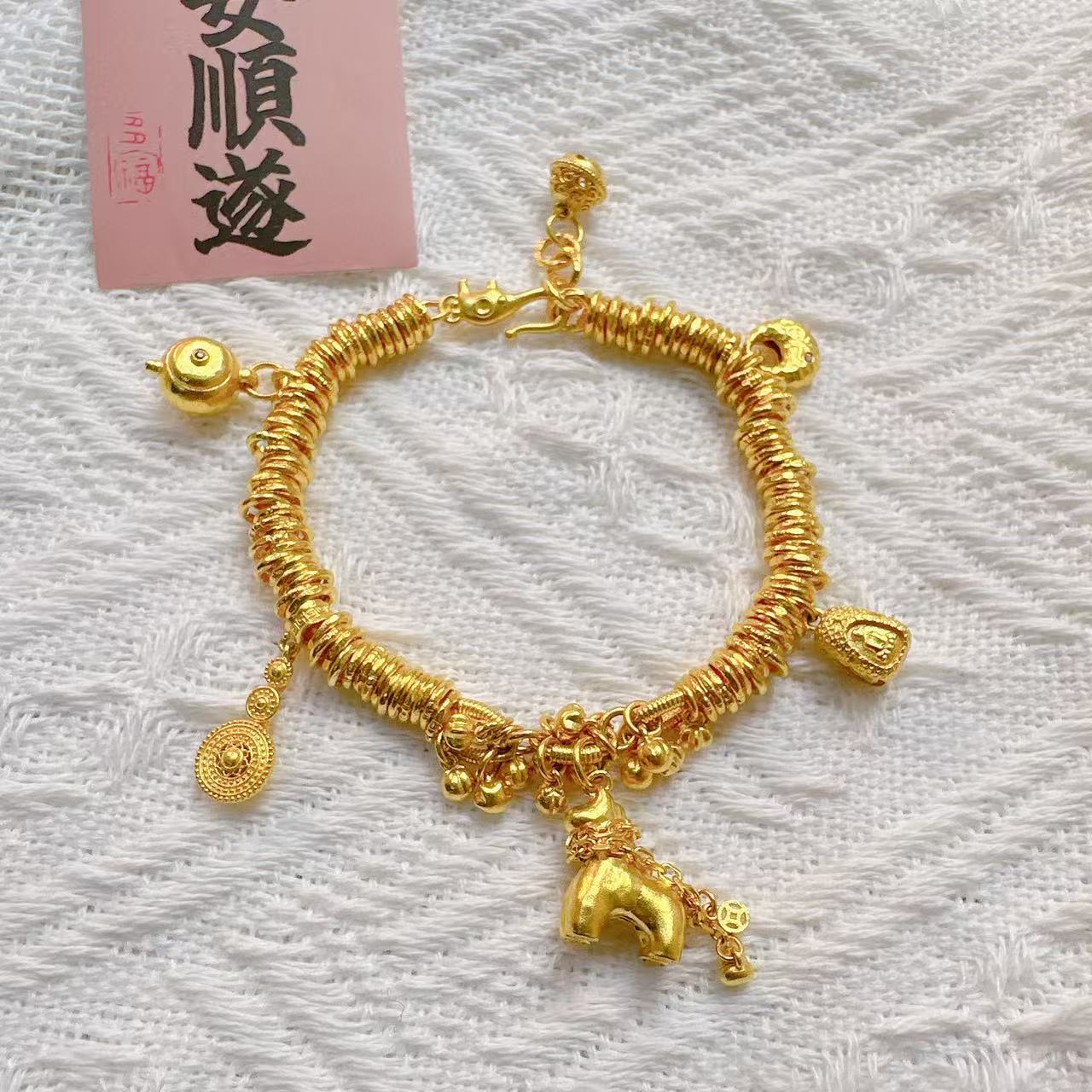 足金999饰品 黄金投资金 卡五盘缠手链  15手围 46.83