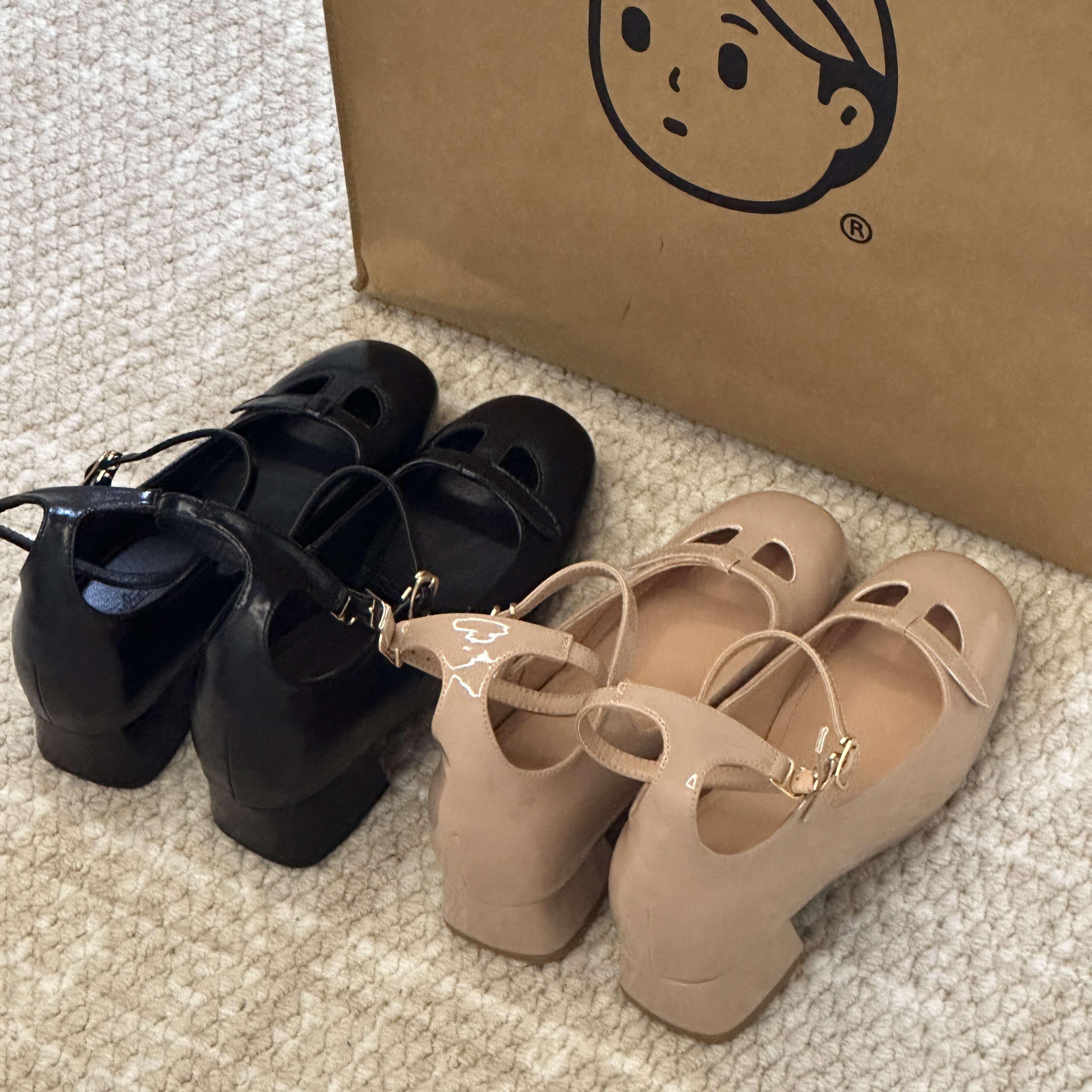 晚睡兰内增高7cm法式复古镂空双搭扣粗跟玛丽珍鞋女高跟