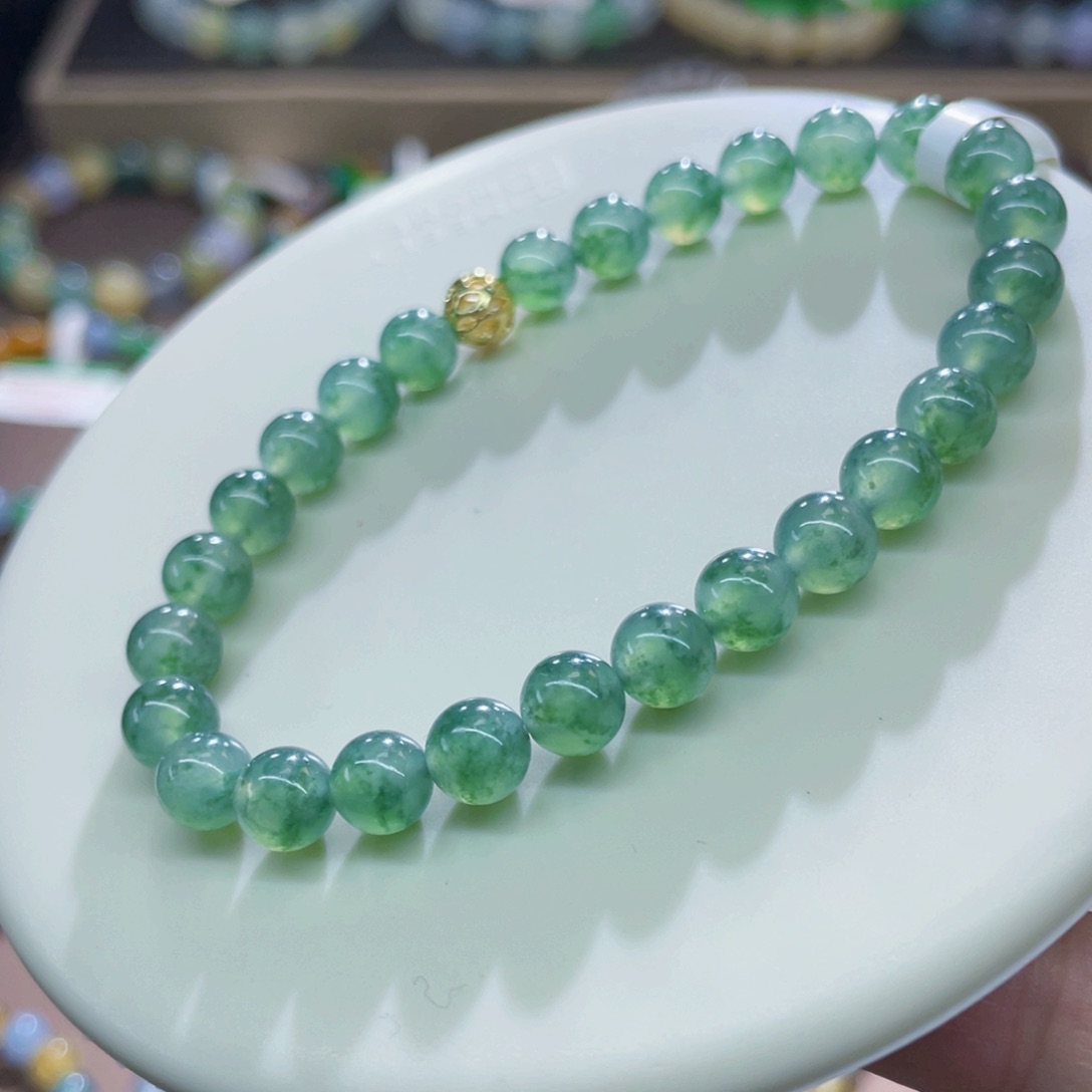 未镶嵌手链翡翠湖水绿飘花卡6