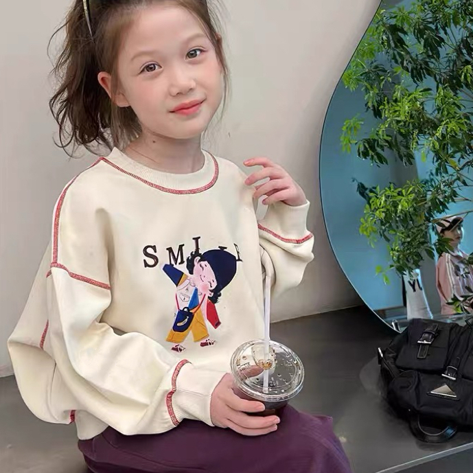 女童无骨卫衣宽松儿童洋气韩版上衣小女孩衣服大童童装2025秋季