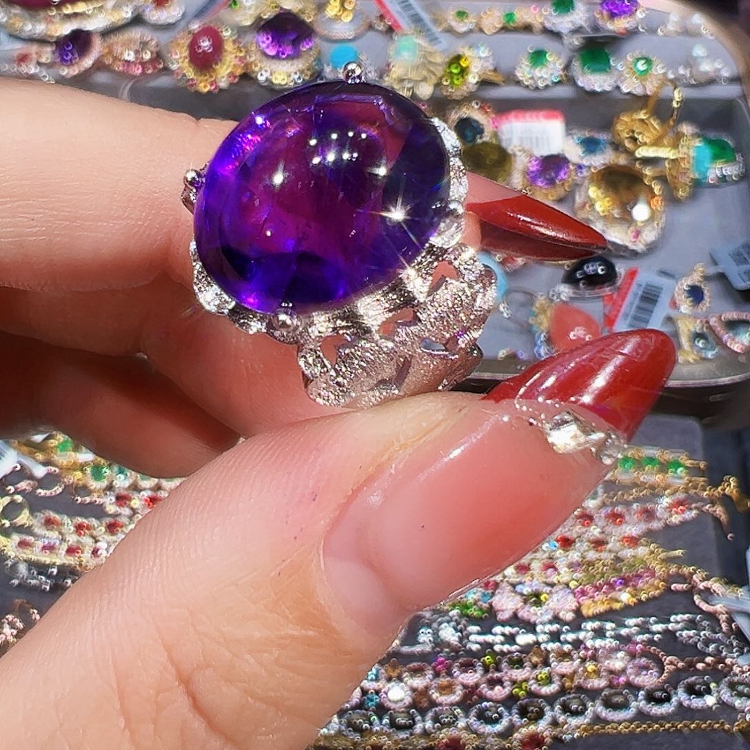 银S925镶嵌珠宝半成品紫晶