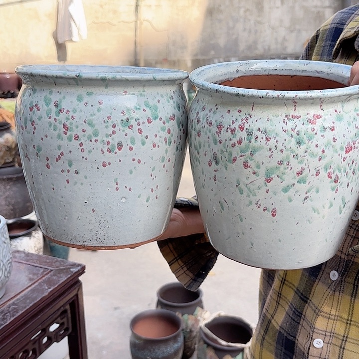 紫砂茶碗白彩两个口径20高度20