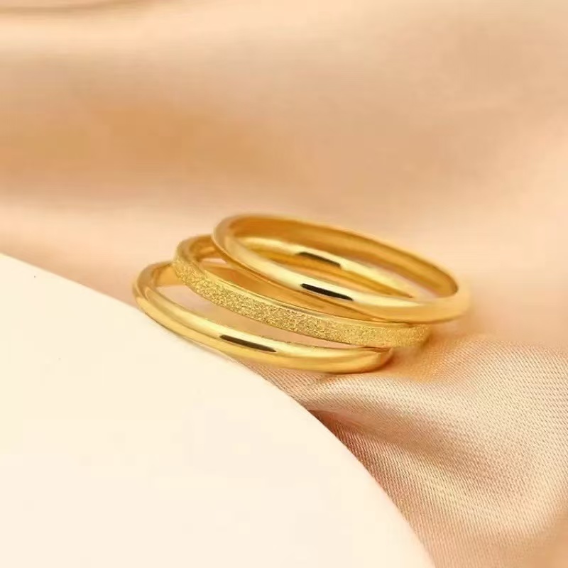  素圈新款三生三世戒指3件套磨砂款送闺蜜送女友