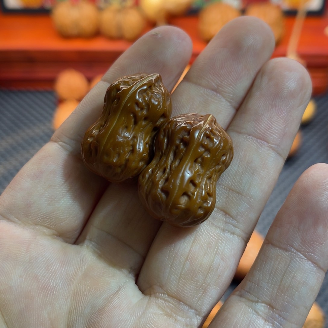 核桃摆件曲*妹富贵花生。纯野生小核桃手捻