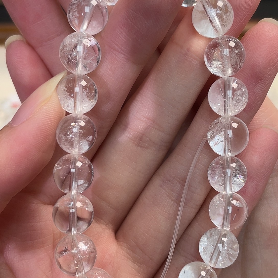 水晶未镶嵌手串白阿塞9.5mm手串bs377 169号