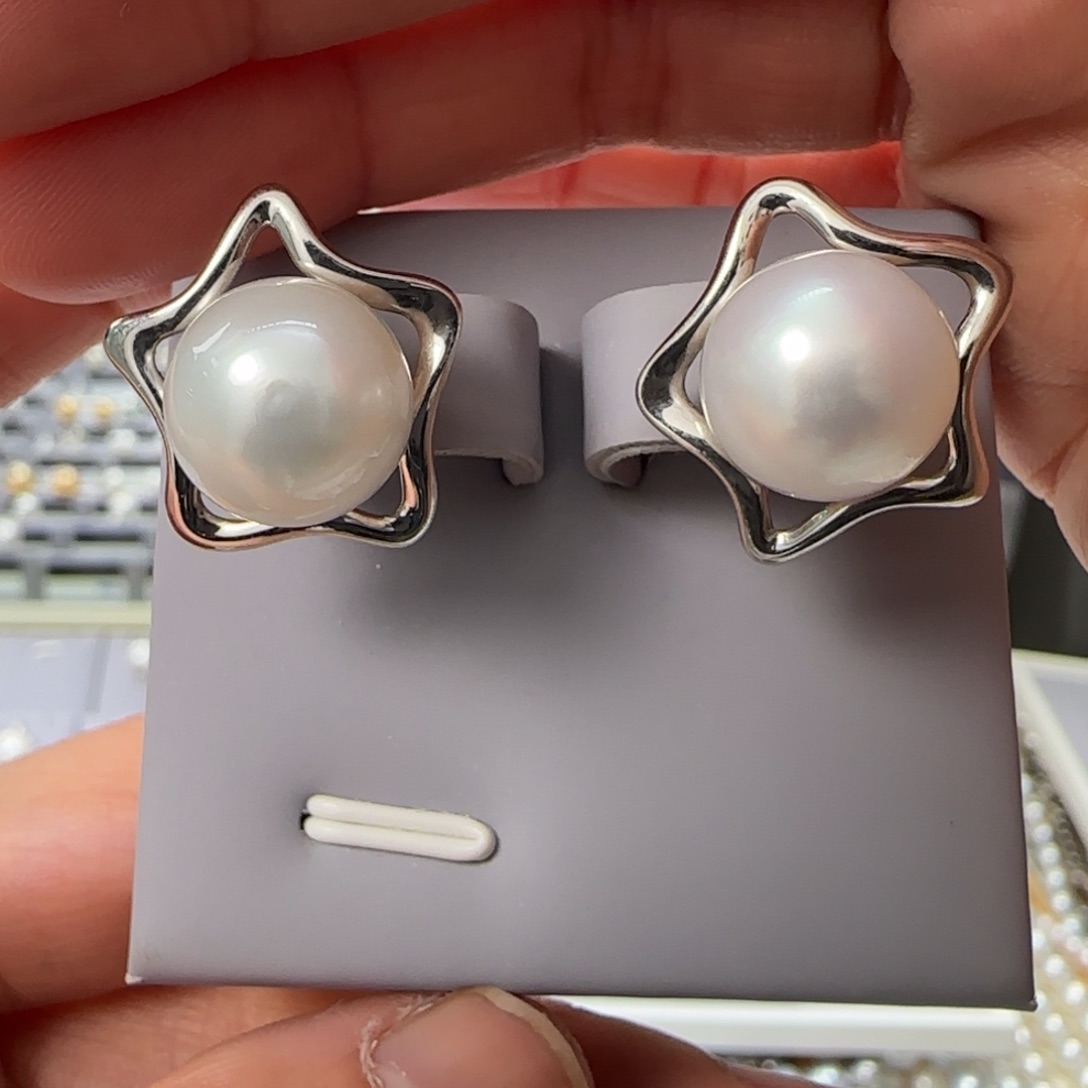 海水珍珠耳饰银S925镶嵌秋**鑫