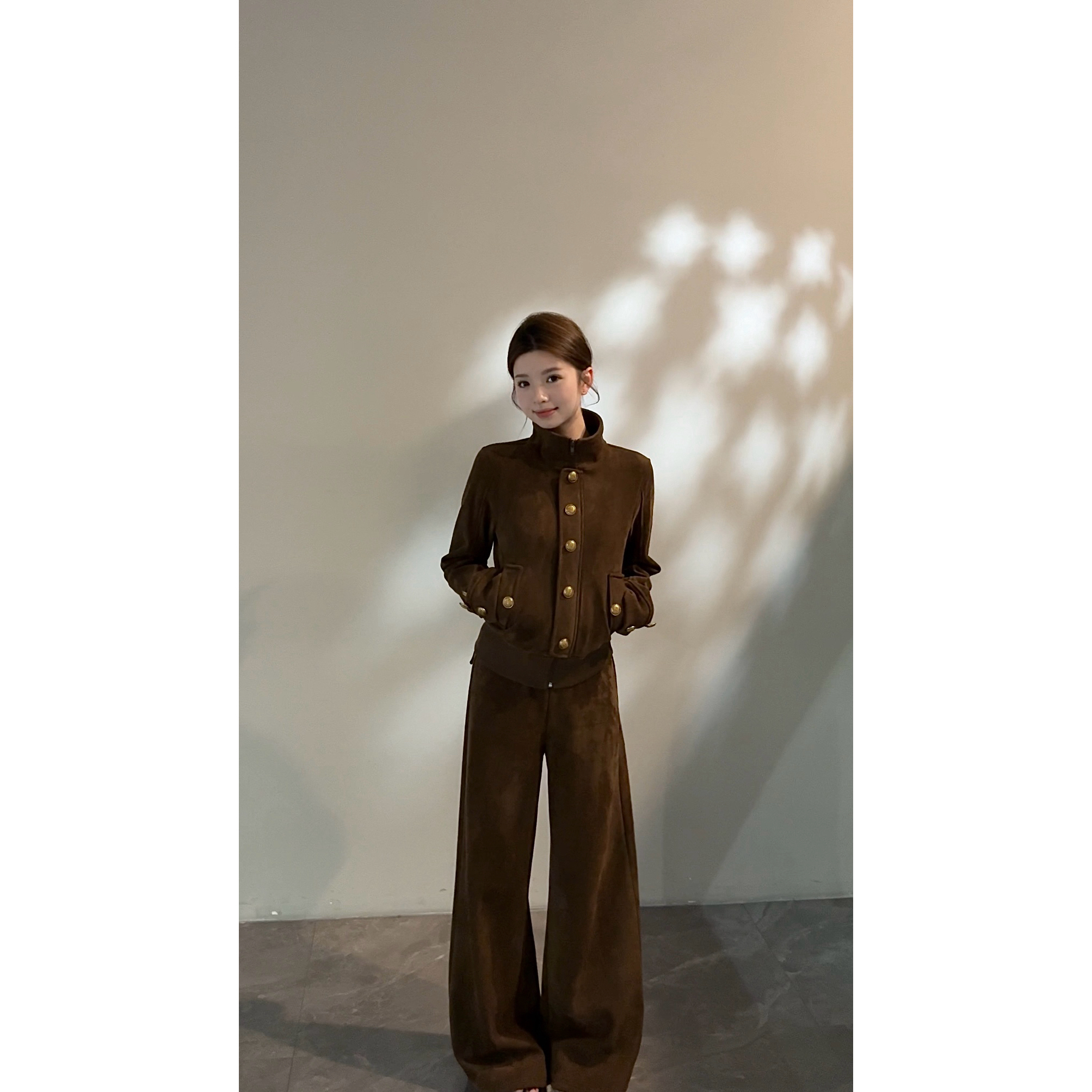 【颂宋】秋冬休闲时尚套装直筒裤百搭外套长袖卫衣两件套DT1827