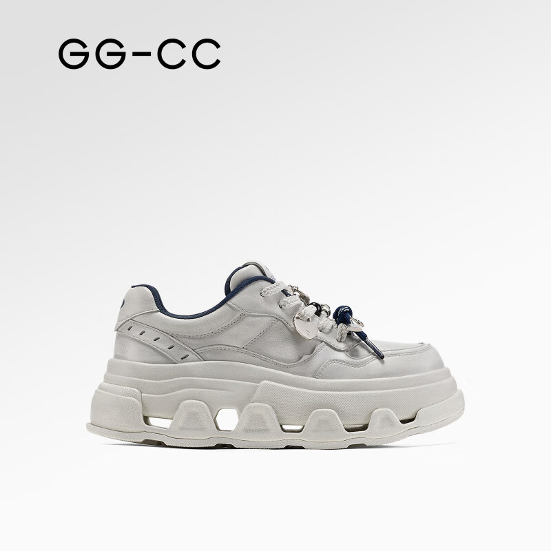 GG-CC【次元边界】秋冬新款复古擦色厚底板鞋女百搭增高小白鞋4358