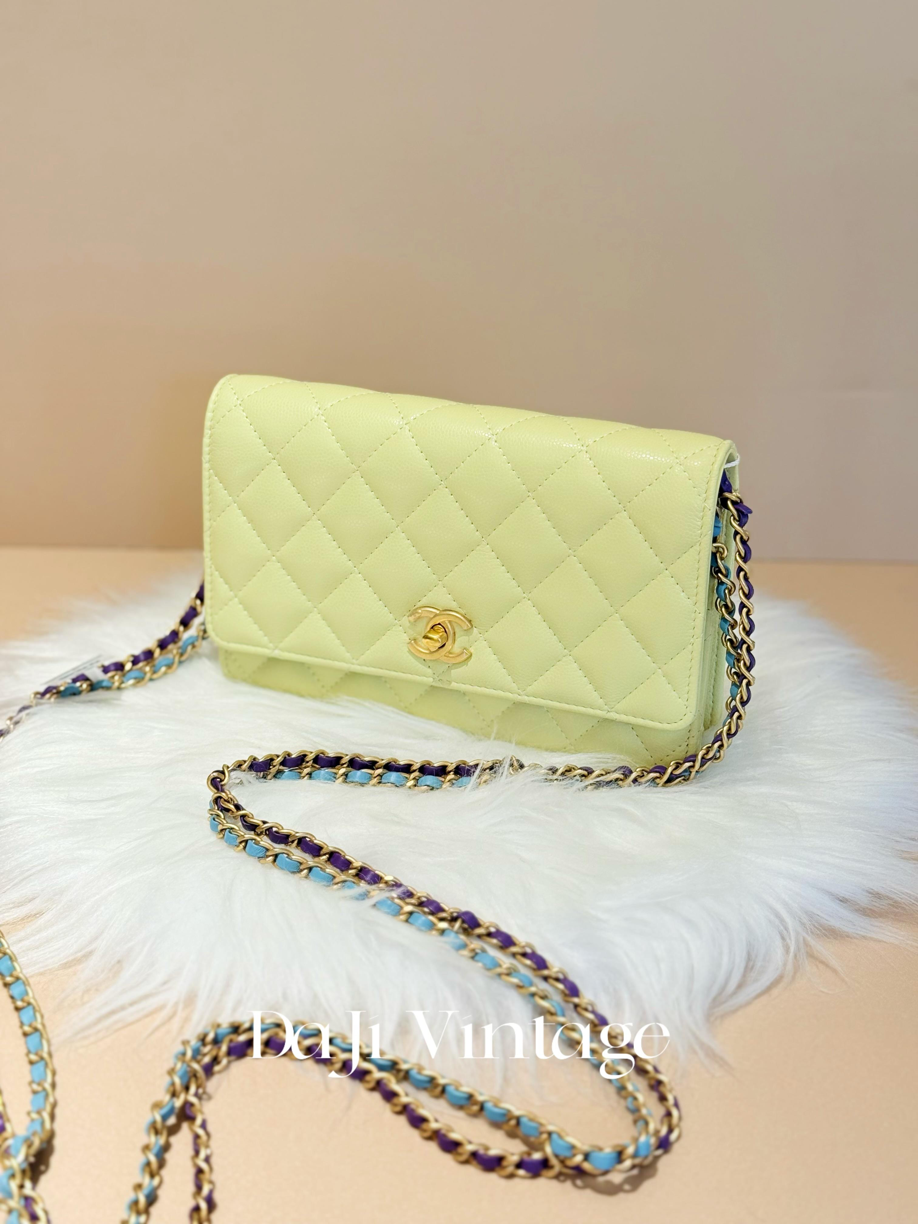99新 Chanel/香奈儿 大吉中古/Chanel香奈儿24C黄色双色链条woc