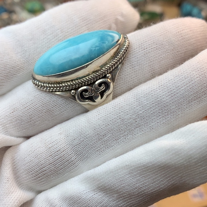 绿松石戒指足银镶嵌