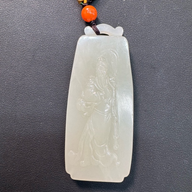 793-和田玉关公牌男士