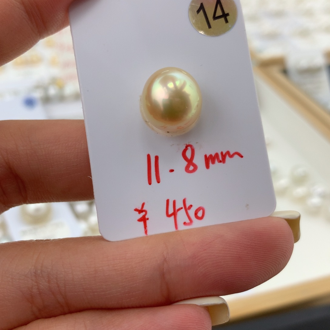 海水珍珠裸珠11.8mm金珠裸珠