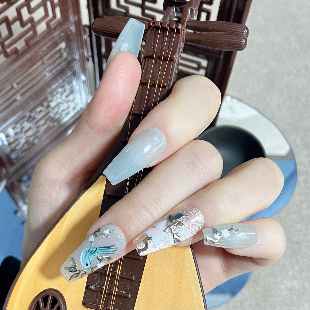 【茶器·悟乐】国风原创纯手绘日常出街超好看高级穿戴甲