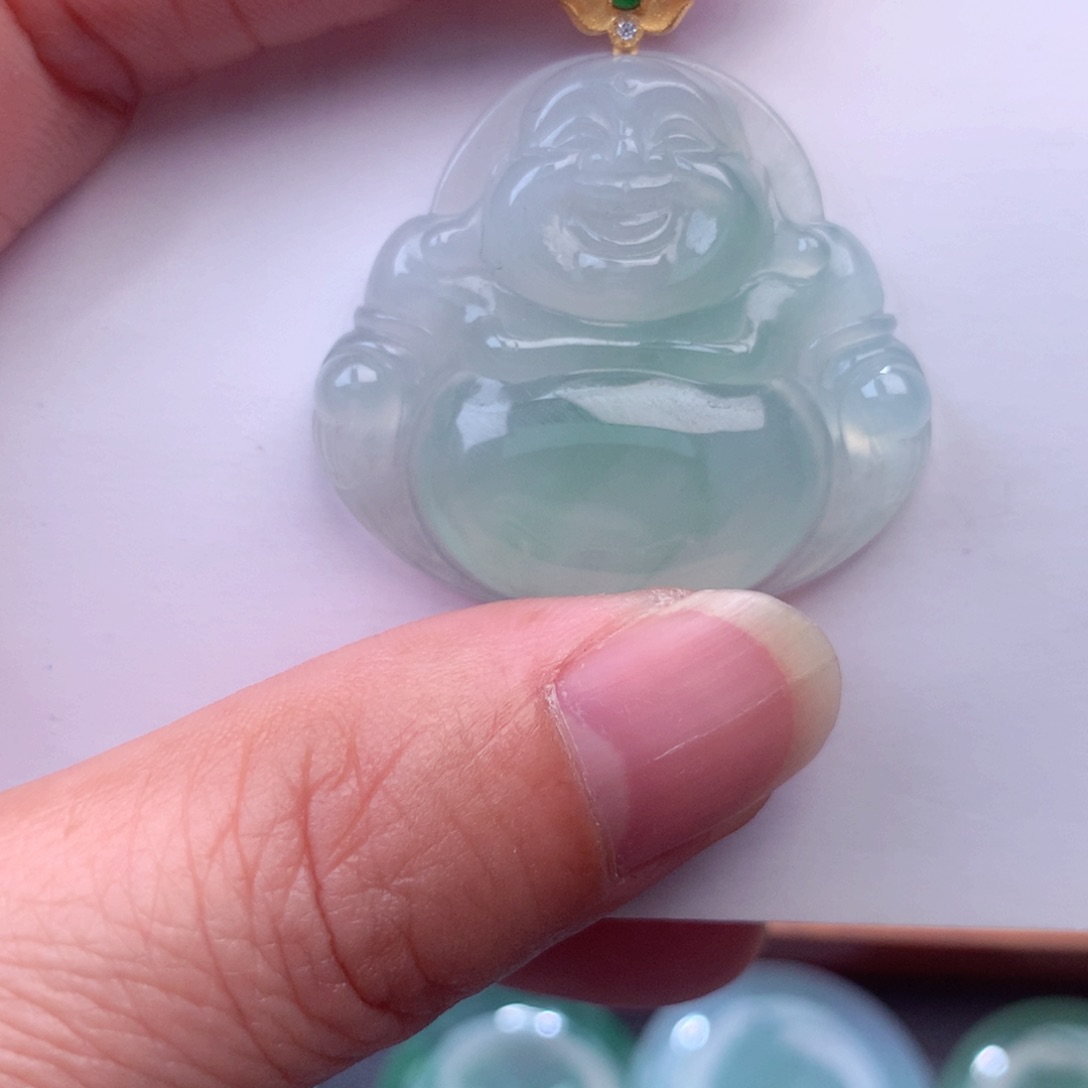 翡翠吊坠(不含链)18K金镶嵌