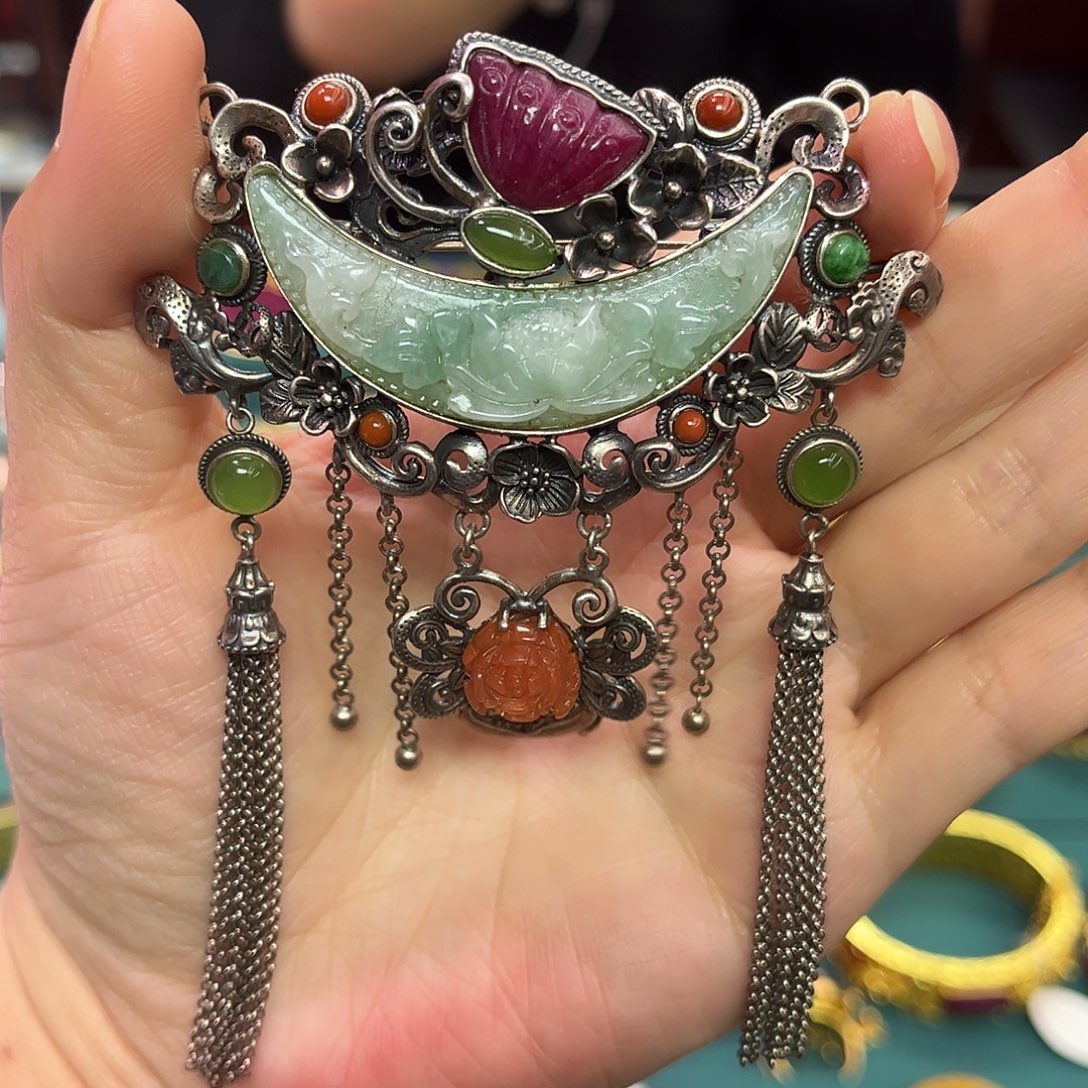 翡翠银S925镶嵌吊坠(不含链)