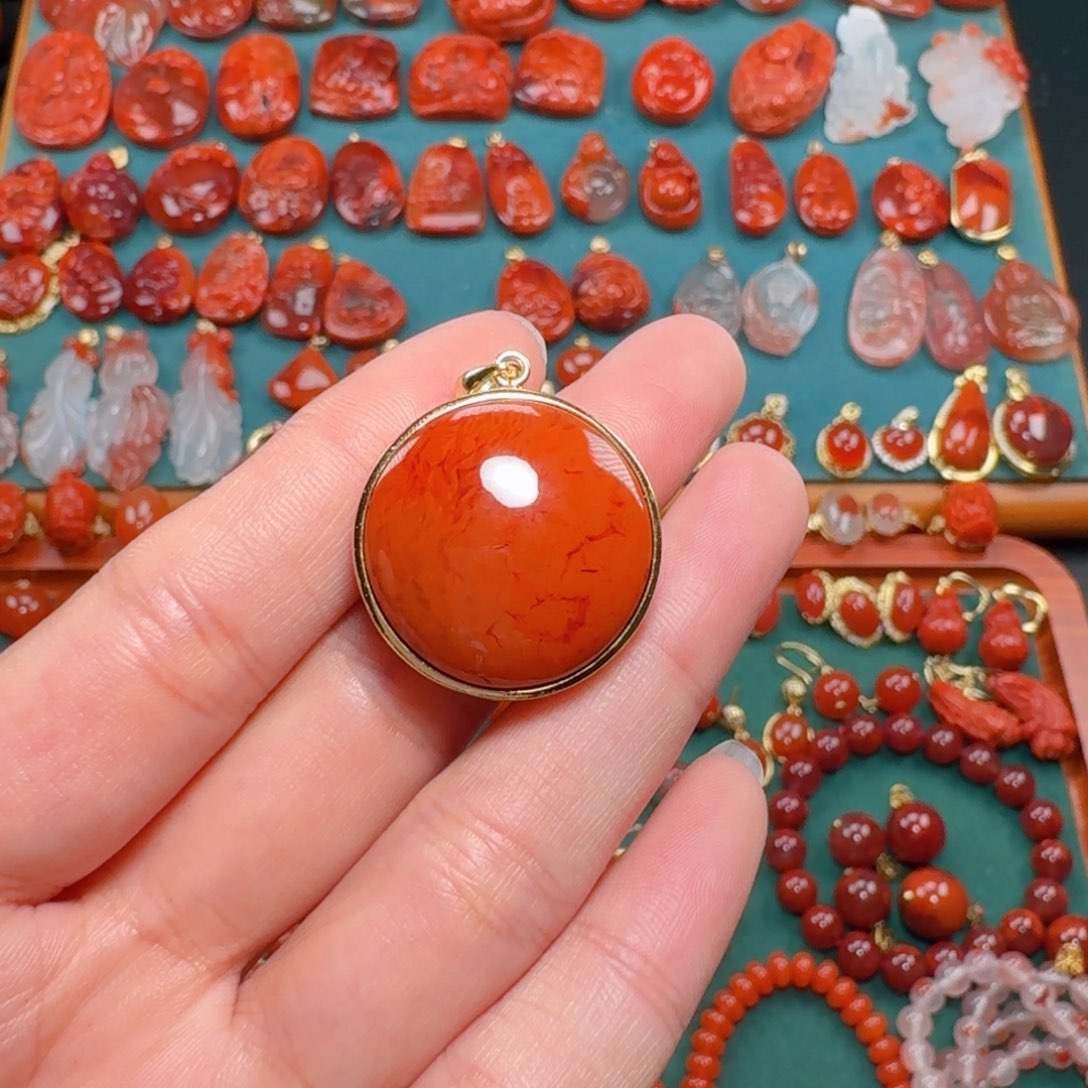 南红玛瑙南红银S925镶嵌