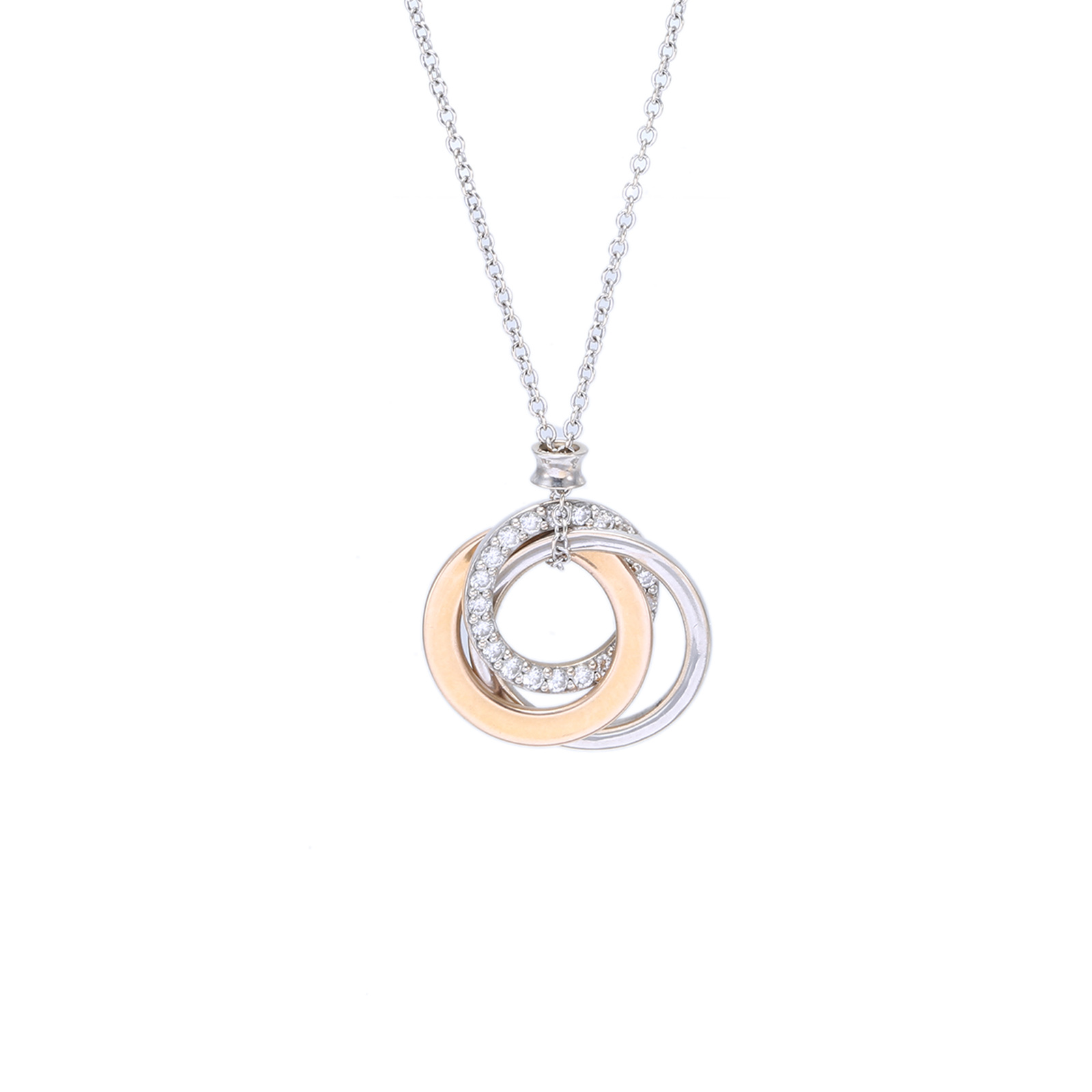 99新 Tiffany & Co./蒂芙尼 珊珊专属镶钻项链白金拼玫瑰金拼钻石