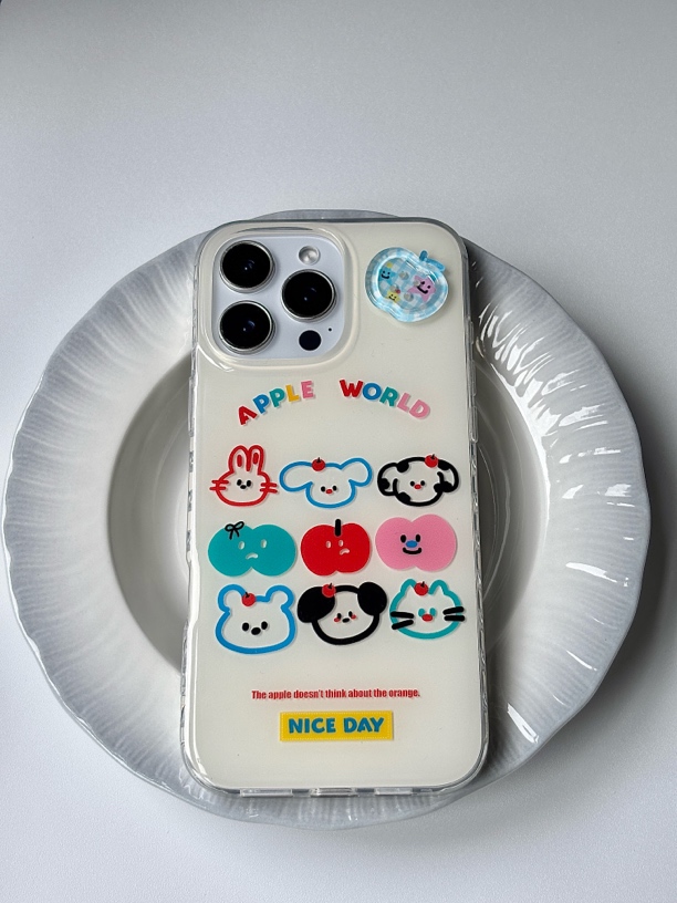 新款涂鸦印花九宫格小动物图案适用苹果16promax等多款苹果手机壳