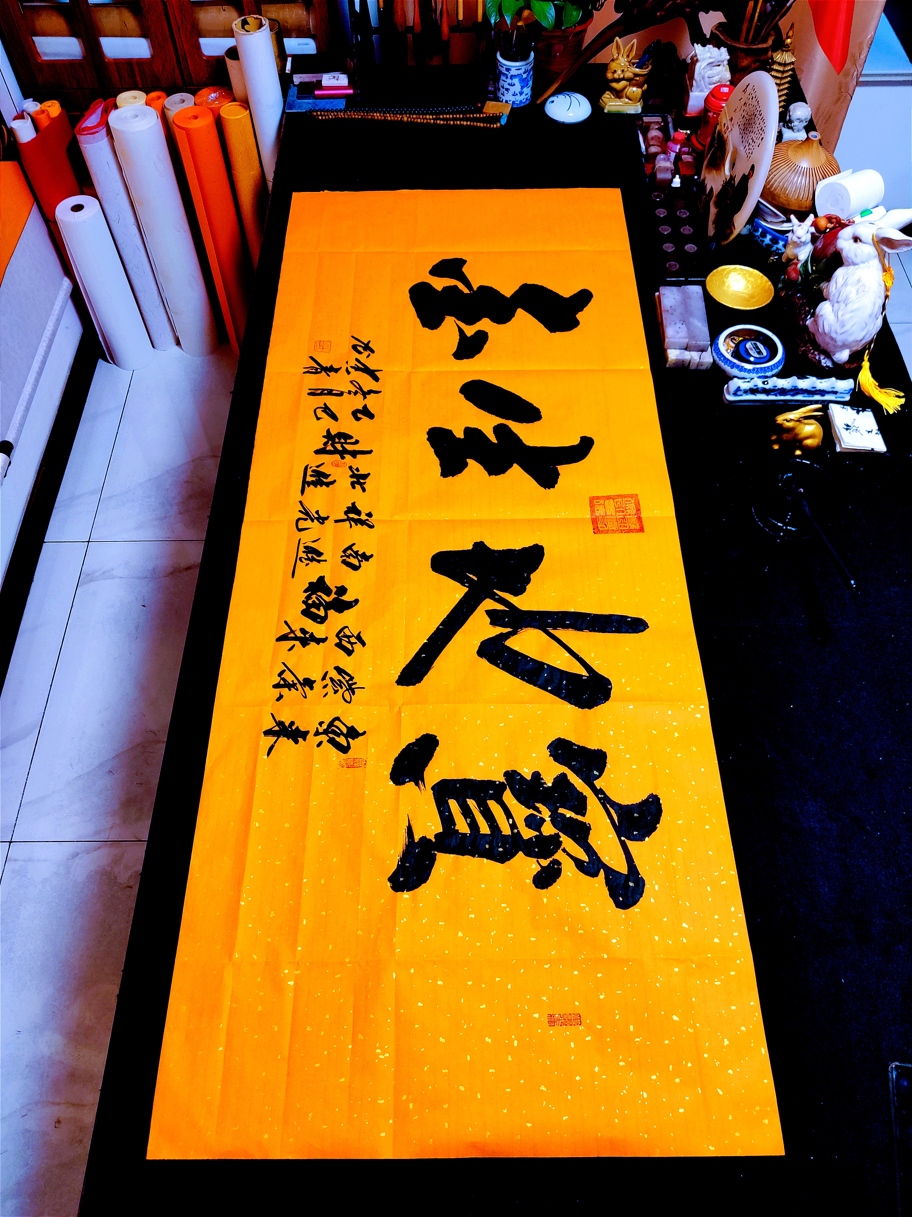 高端家居装饰作品孙建青宝地生金书法软片，尺寸180*70.黄宣