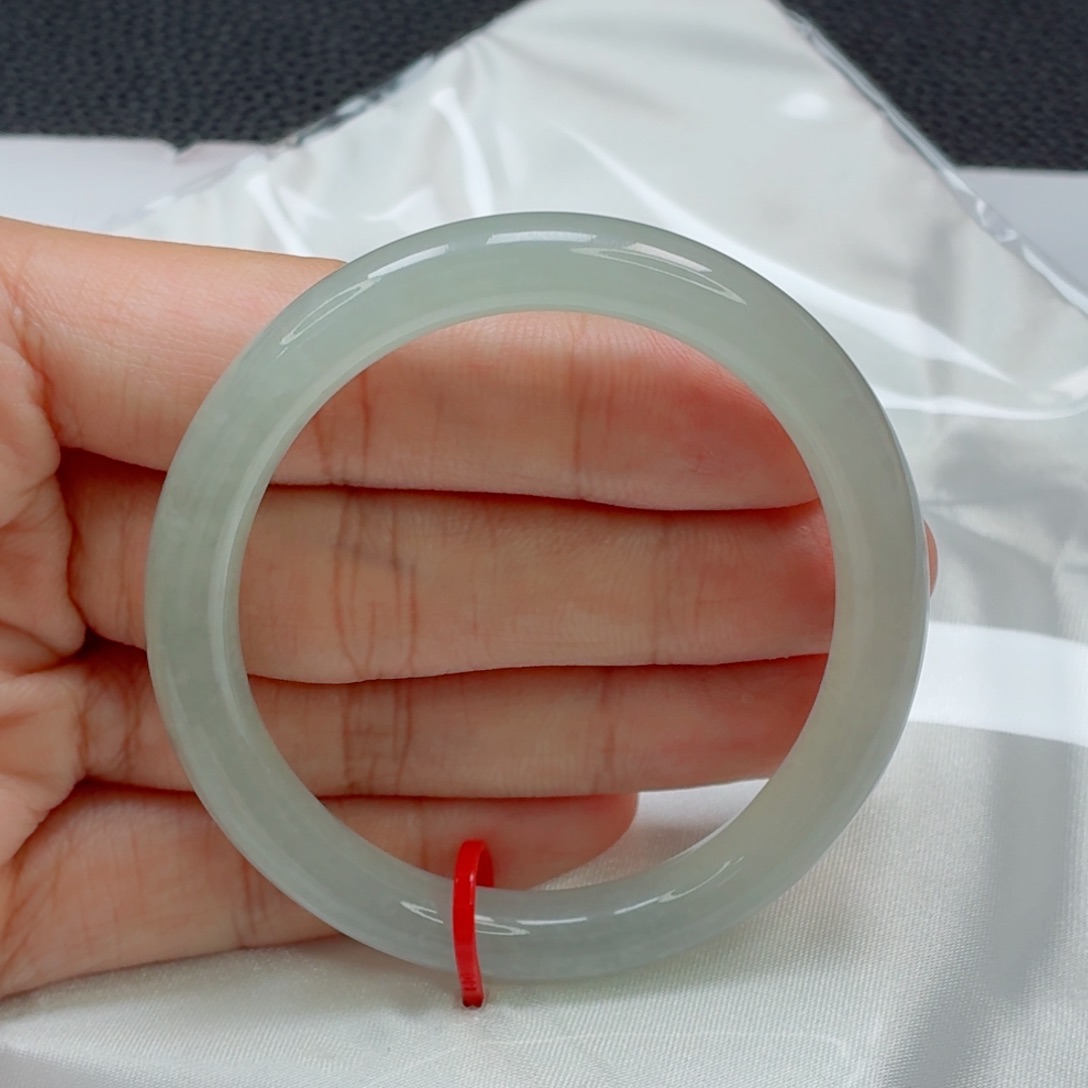 翡翠手镯未镶嵌54贵妃糯冰起光雪花棉009