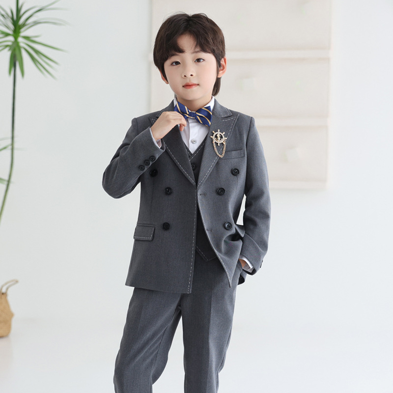 儿童西装套装英伦风花童主持周岁礼服男童演讲钢琴帅气走秀演出服
