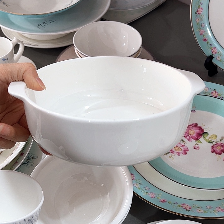 杯微瑕骨瓷双耳盘小一个