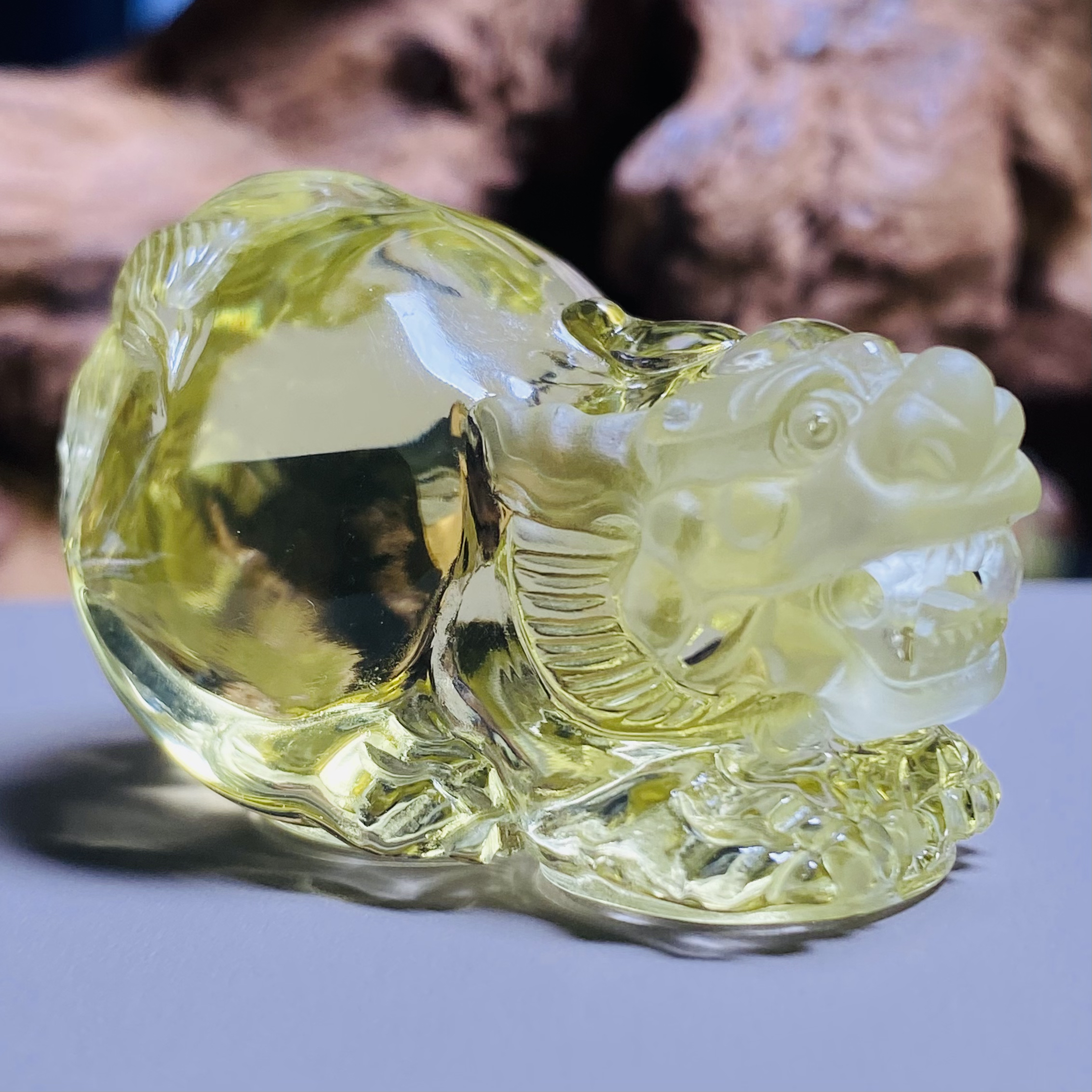 天然精品全净体黄水晶貔貅吊坠一物一图正品配证书送绳