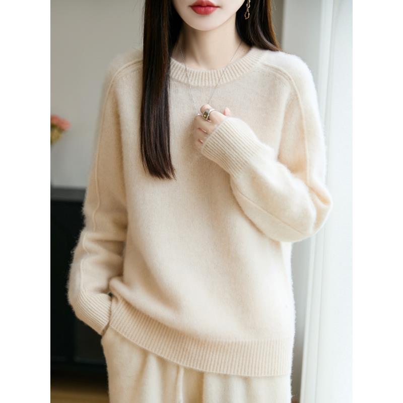 100%羊毛七针加厚女士圆领时尚针织衫DMR264