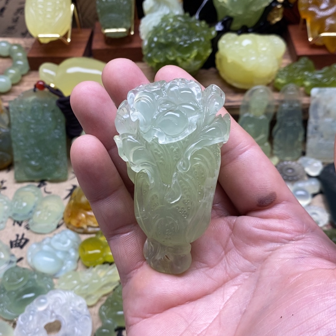 未镶嵌岫玉白菜手把