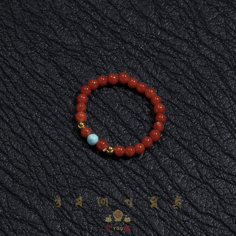 天然红珊瑚圆珠戒圈戒指/FYFHU92