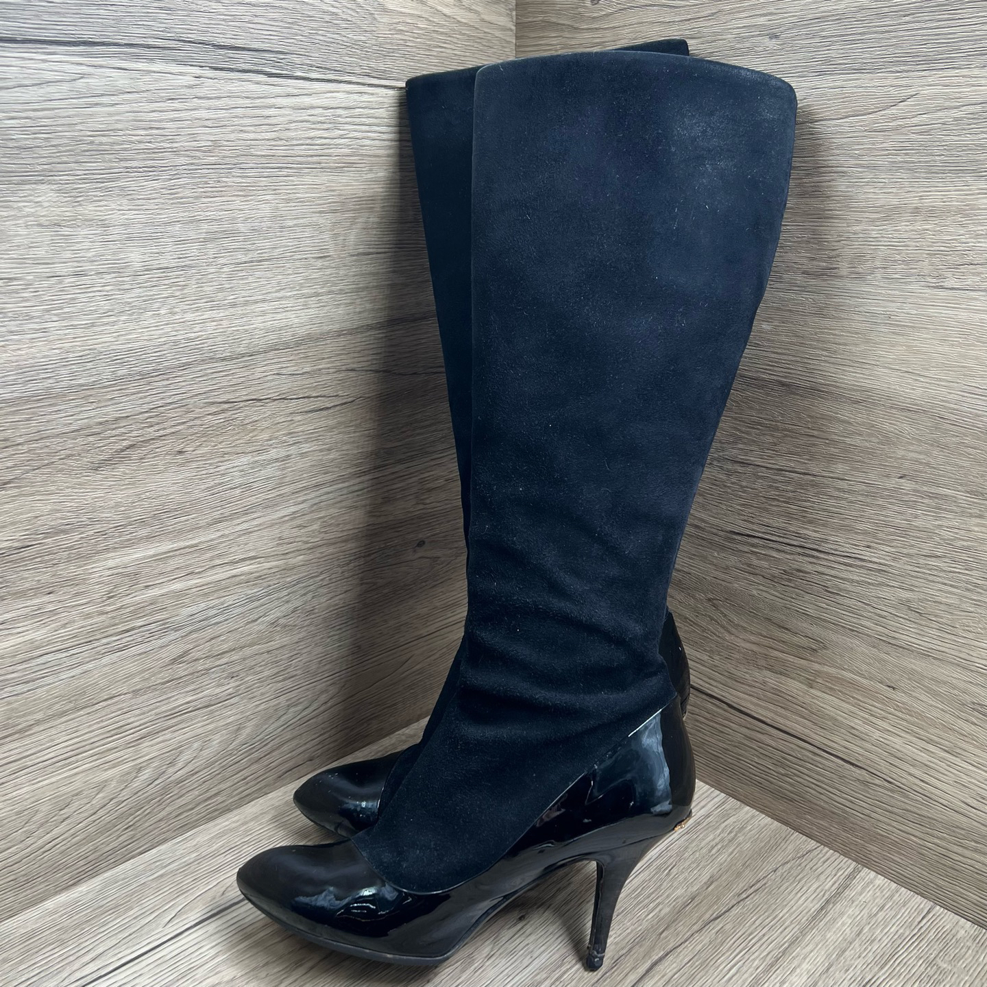 95新 LouisVuitton/路易威登 黑色拉链高跟长靴 37.5码