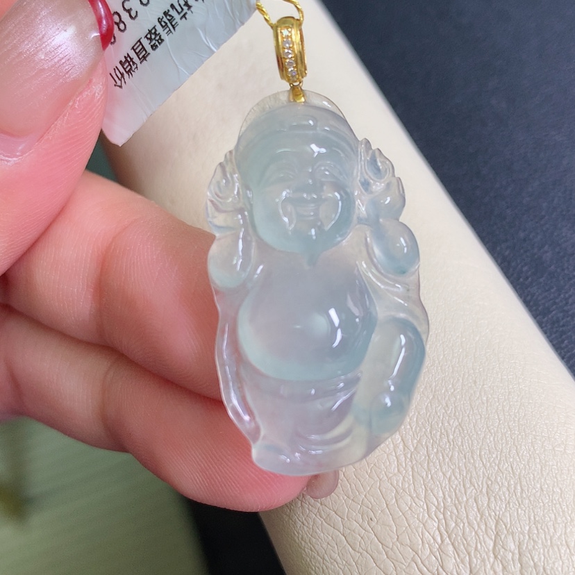 【闪购商品】翡翠颈饰18K金镶嵌财神