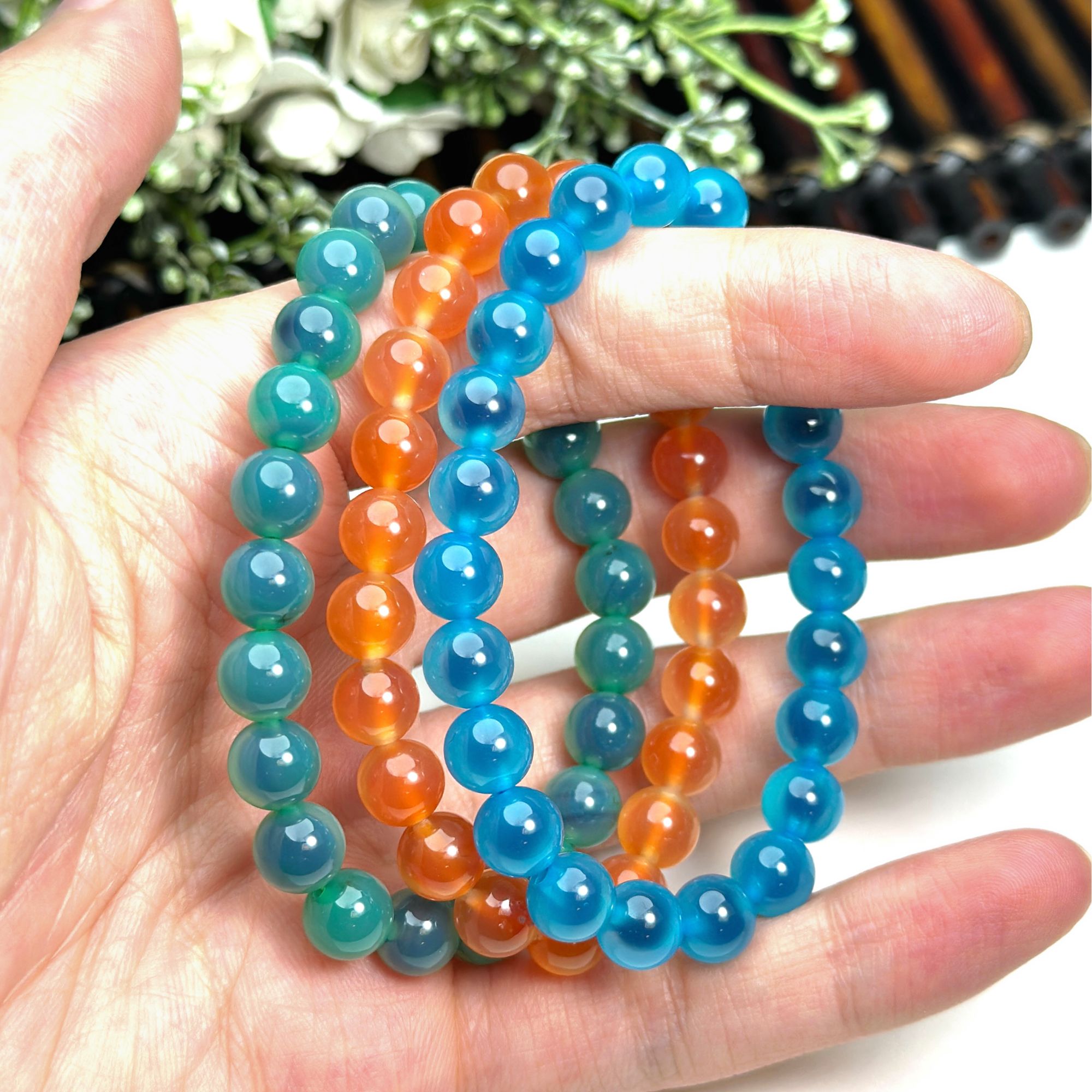 【四宝臻品】糖心玛瑙8+mm高级感圆珠diy手串珠串链/多样性发一