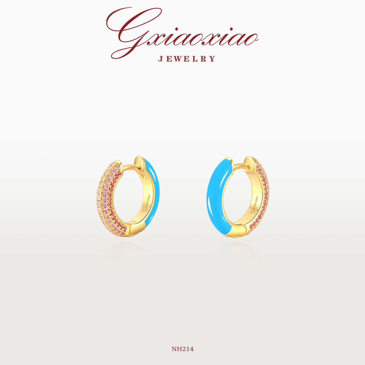 G XIAOXIAO 镀K金 时尚气质设计师款高级百搭双色耳环 NH214