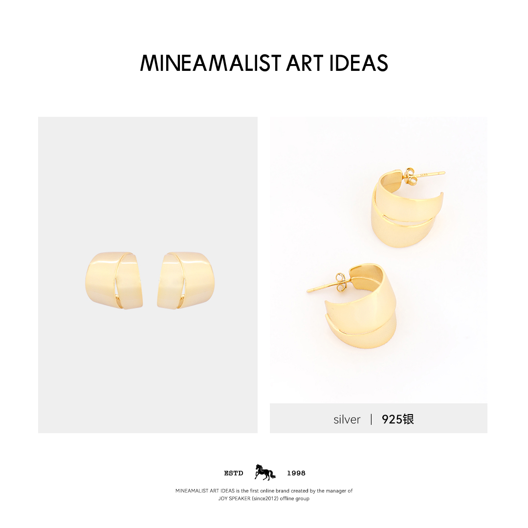 925银耳饰 MINEAMALIST ART IDEAS纯银镀金经典C.l耳钉4609M