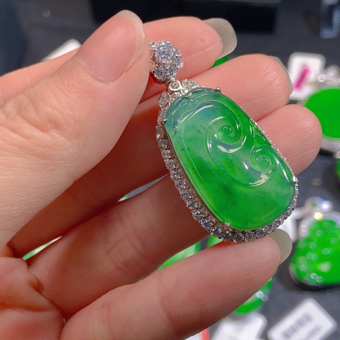 翡翠银S925镶嵌吊坠(不含链)