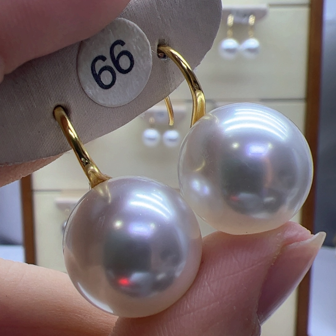 淡水珍珠耳饰18K金镶嵌