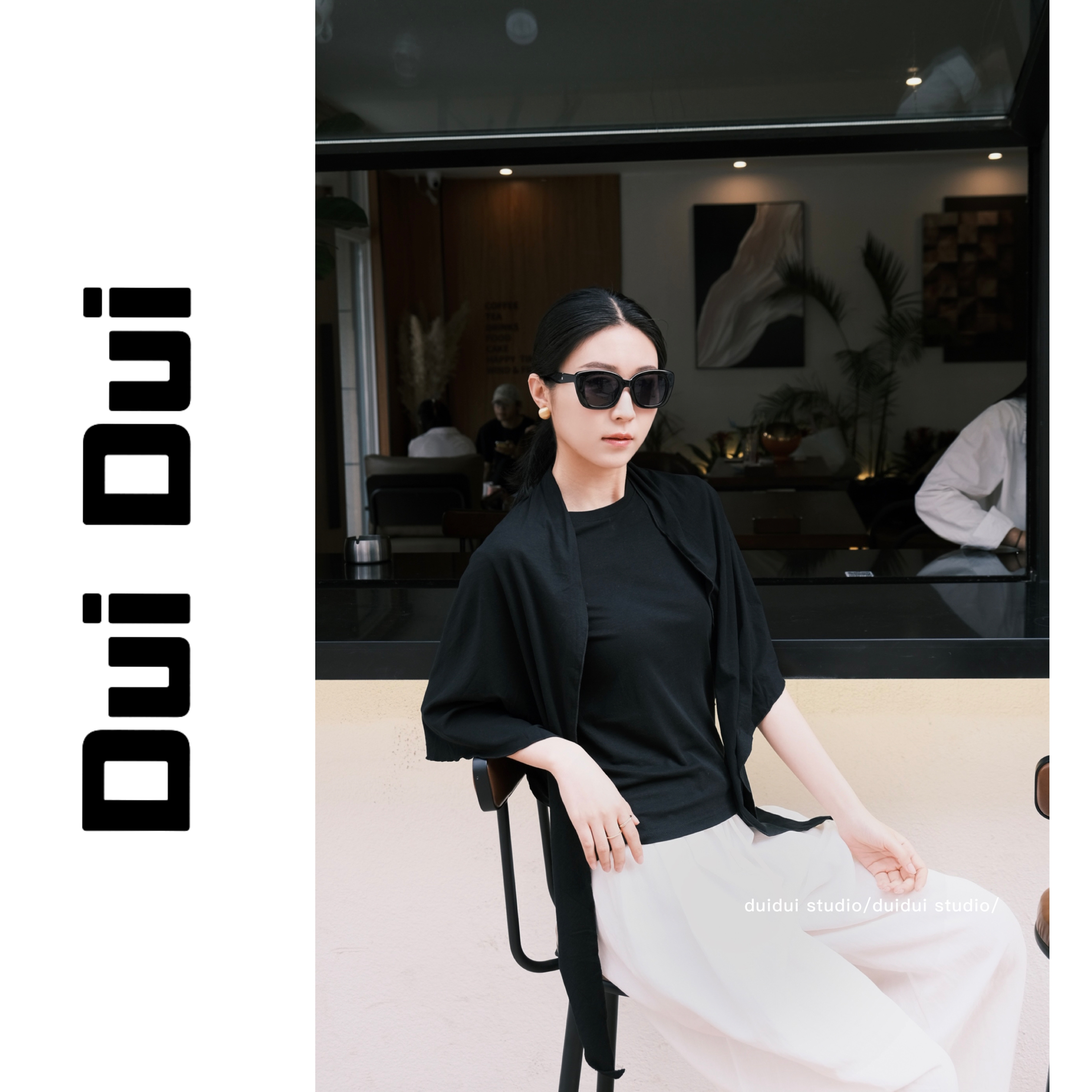「披肩款」设计感老钱风黑色两件套短袖