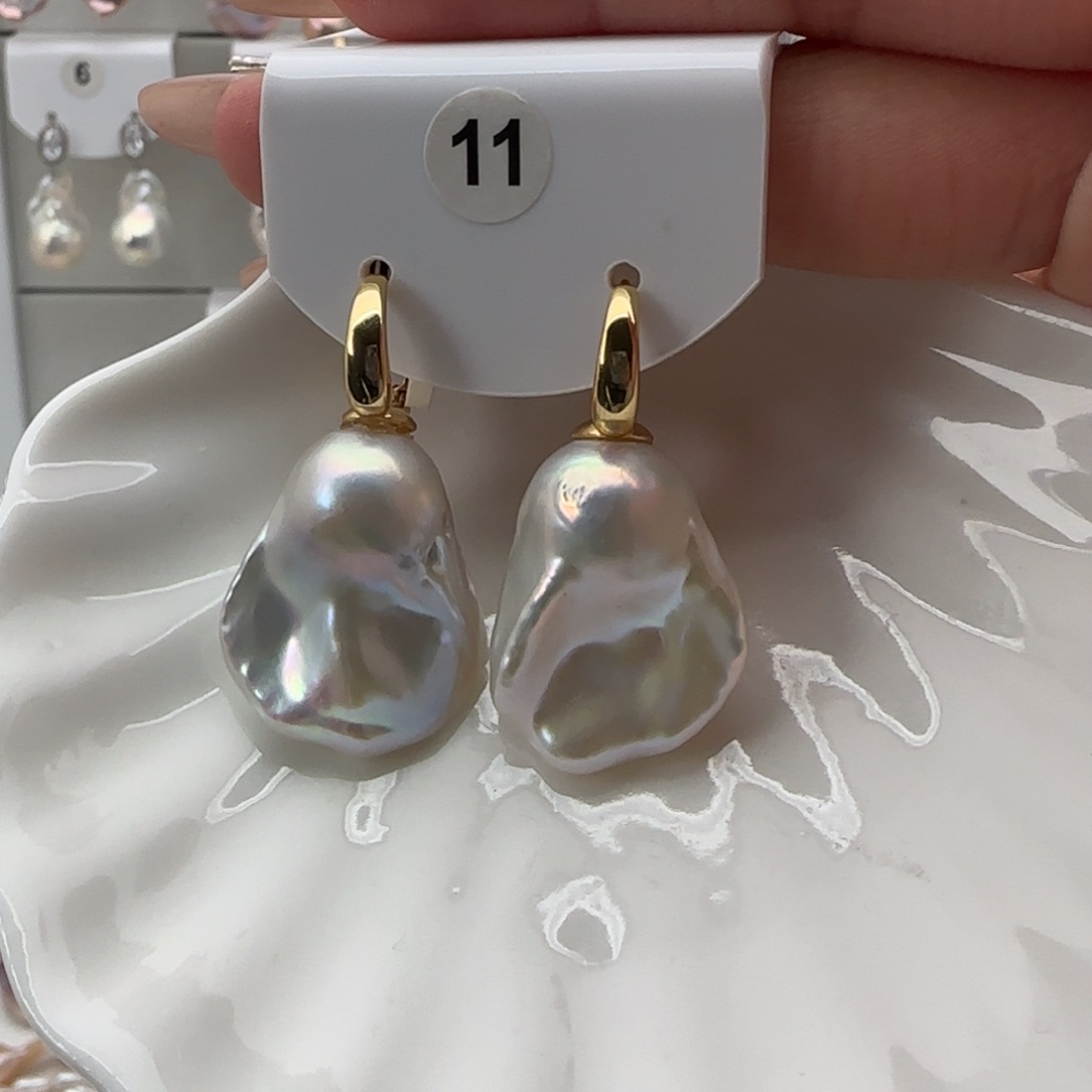 淡水珍珠耳饰银S925镶嵌
