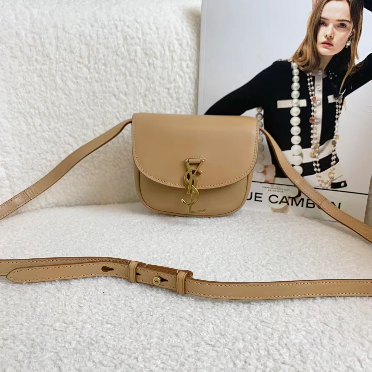 99新 YSL/圣罗兰 壹臻/奶茶色马鞍包mini /12期免息40996822