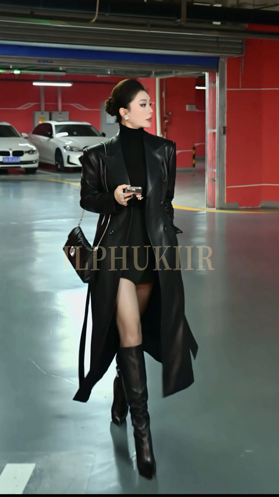 ILPHUKIIR【黑武士】枪驳领收腰手工立裁腰带轻奢高定中长皮衣大衣