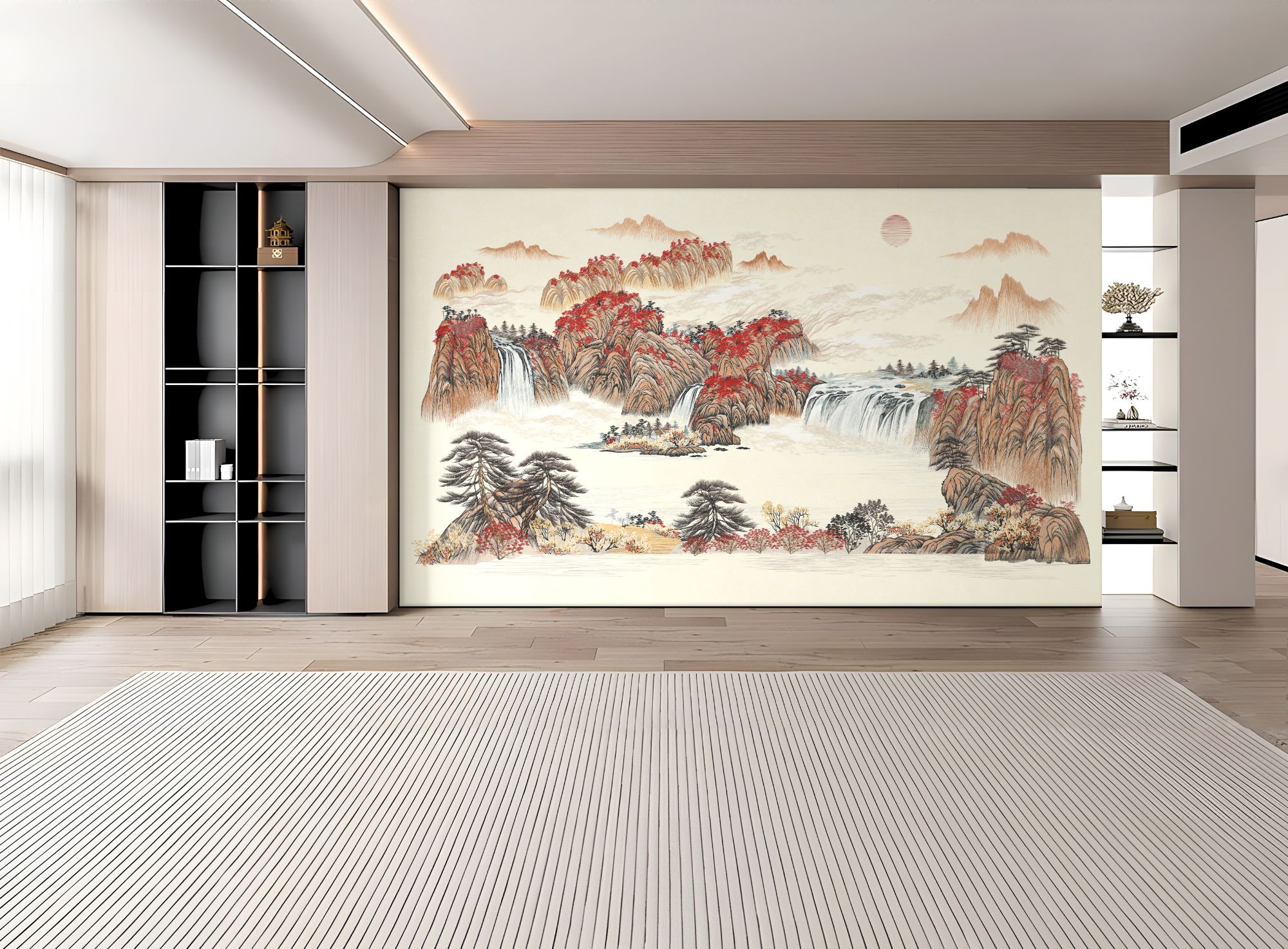 大展宏图F国画独绣背景墙别墅家居墙布刺绣壁布