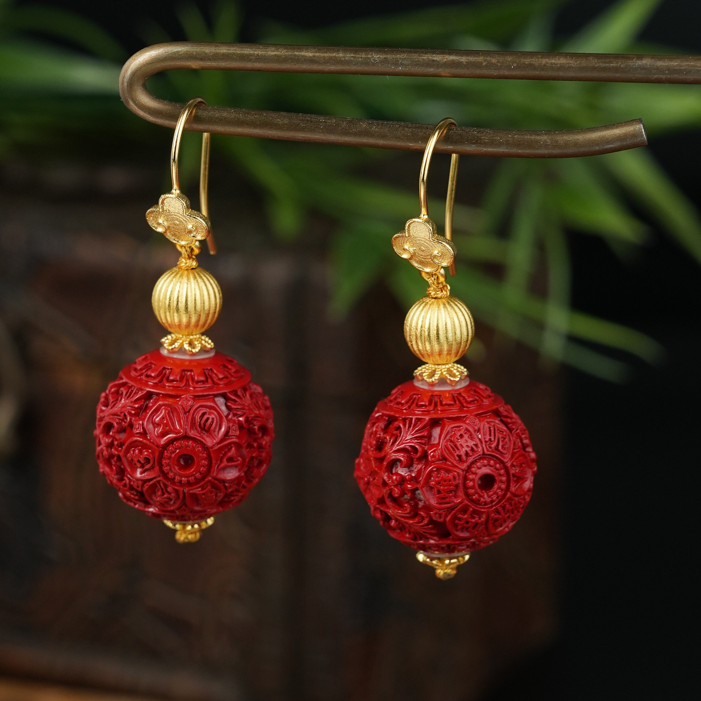 含辰砂工艺品R*朱砂六字真言耳饰@ZLG14121801@