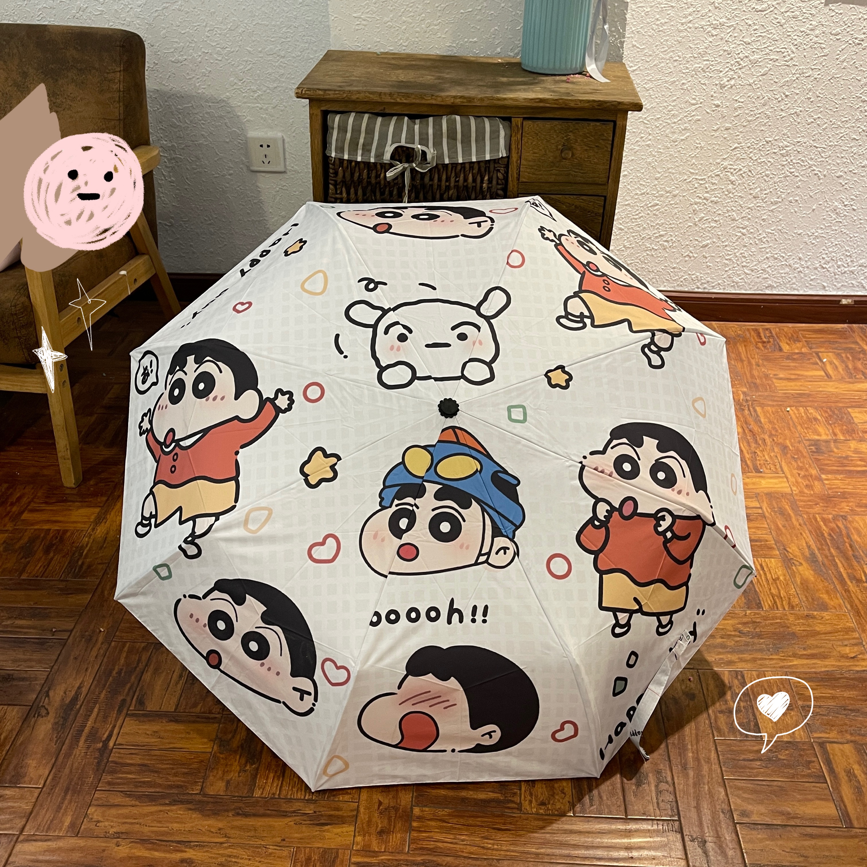 蜡笔小新自动晴雨伞折叠伞可爱黑胶紫外线太阳伞可爱雨伞学生卡通