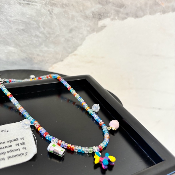 铜合金仿水晶项链 气球狗桃子奶茶项链XL3177